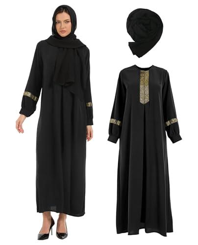 Yonroik Muslim Dresses for Women (Black, X-Large)