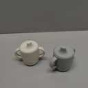 Silicone Sippy Cups for 6-12 Months Toddlers - Pack of 2 Food Grade Silicone Training Cups with Straws and Lids Grip Handle for Baby Led Weaning, 6 oz (Sage/Sand)