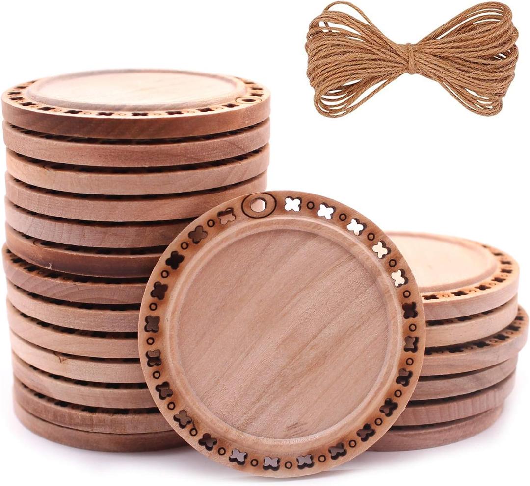 20 Pcs 2.16 inches Natural Wood Slices Craft Unfinished Wood kit Predrilled with Hole Wooden Circles for DIY Crafts Wedding Decorations Christmas Ornaments Arts Wood Slices