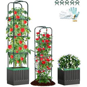 Tomato Planter with Trellis, Raised Garden Bed with Trellis, 68.7" self Watering Tomato Planter, Expandable Structure, for Climbing Plants, Vegetable Vines & Flowers, 68 inches x 15.7 inches x 11.8 inches