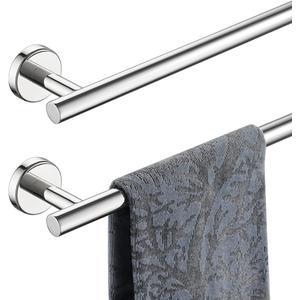 JQK Chrome Towel Bar, 27 Inch 304 Stainless Steel Thicken 0.8mm Towel Rack Bathroom, Towel Holder Polished Finished Wall Mount, Useable Length 24 Inch 2 Pack, TB110L24-CH-P2