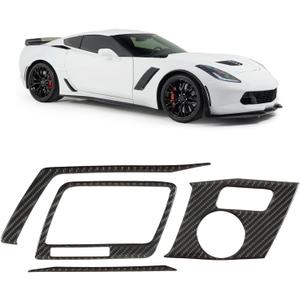 Real Carbon Fiber Center Control Gear Shift Panel Trim Compatible with Corvette C7 20142019, Interior Decal Sticker Accessories