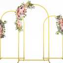 Metal Arch Backdrop Stand Wedding Arch frame Set of 3 (7.2FT,6.6FT,6FT) Gold Backdrop Arch Stand for Halloween Wedding Ceremony Birthday Party Baby Shower Graduation Ceremony Decoration