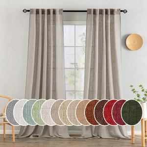 MIULEE Burlywood Birch Linen Curtains 96 Inches Long 2 Panels for Bedroom Living Room, Soft Linen Textured Window Drapes Semi Sheer Light Filtering Back Tab Rod Pocket Farmhouse Burlap Look Decor