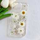 LSEEKA for iPhone 16 Pro Max Clear Case with Pressed Real Flowers Design,Glitter Cute White Floral Pattern Slim Soft TPU Protective Women Girl's Phone Cover for iPhone 16 Pro Max