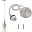 Vintage Brushed Nickel Pendant Light Kit,E26 Lamp Socket DIY Pendant Light Cord,Adjustable Hanging Light Fixtures for Kitchen (1-Pack)