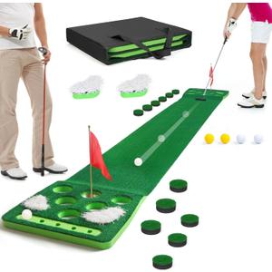 Golf Putting Game Set, Detachable Golf Putting Green Mat with 4 Balls, 2 Cups & Flags, 1 Portable Bag for Indoor & Outdoor Party Game Use