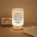 To My Mom Mother Day Birthday Gifts - Engraved Table Lamp, Dimmable Bedside Nightstand Lamp, Fabric Desk Lamp Shade Simple Night Light for Bedroom Living Room Office - Best Anniversary Christmas Gift
