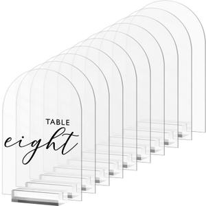 5x7 Inch Clear Arch Acrylic Sign with Stand-10 Pack Clear Blank Arched Acrylic Sheets with Holder, DIY Arch Sign Blank for Wedding Table Numbers
