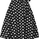 Milumia Women's Polka Dots High Waist A Line Flared Midi Skirt Casual Belted Skirts Black Large
