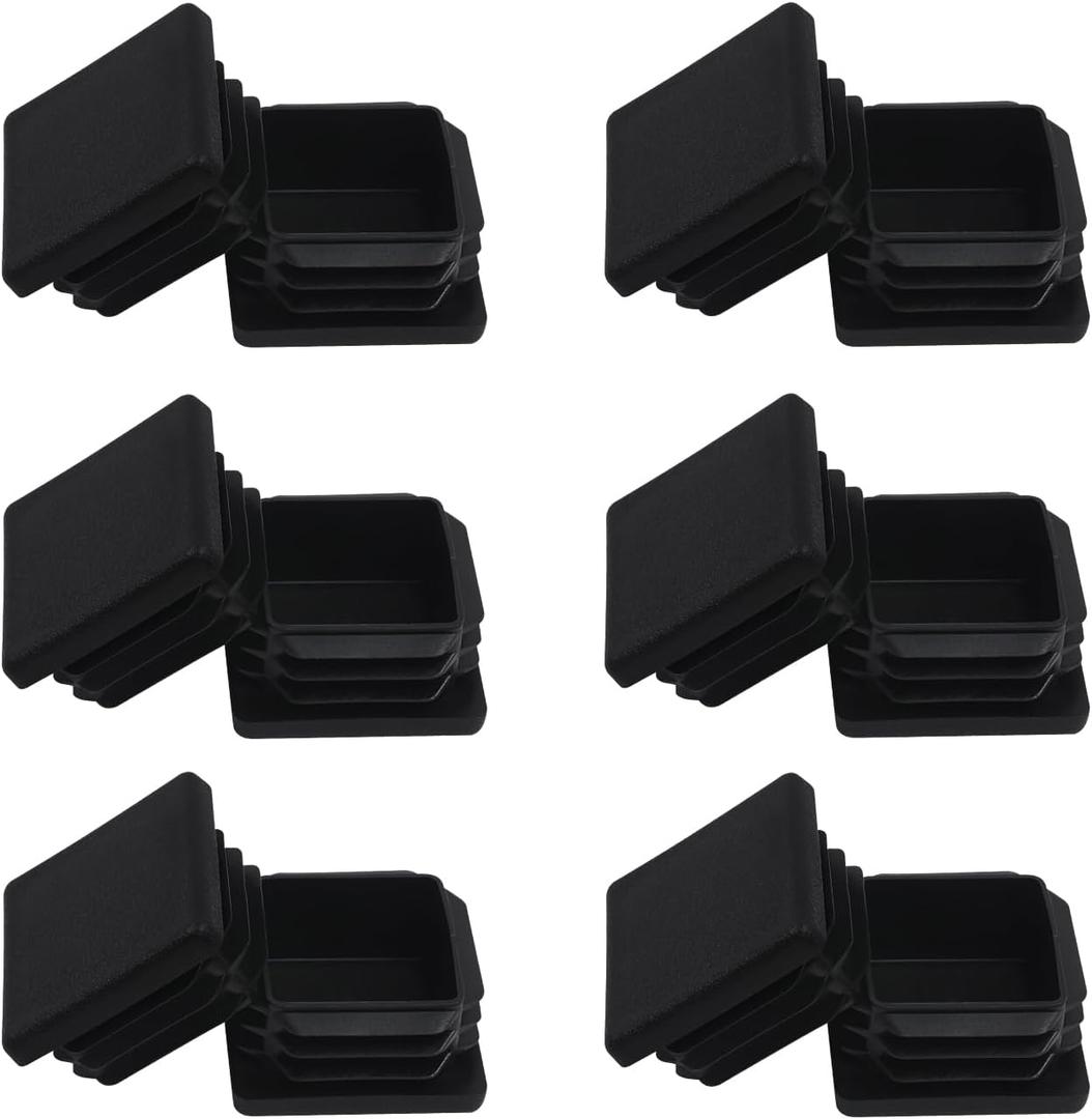1 1/4 1.25 inch Square Tube End Cap Plastic Plugs 12 Pack,1 1/4 inch 1.25 Inch Square Tubing Plug 1.25x1.25 Tube End Caps Fence Post Pipe Cap Cover Tubing Insert Chair Glide Finishing Plugs,Black