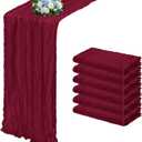 6 Pack Burgundy Cheesecloth Table Runner 17x108 Inch Semi Sheer Boho Gauze Cheese Cloth Fabric Table Runners, for Wedding Party Baby Shower Birthday Home Decor Garden Farmhouse