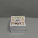 Absnfatu Christian Wooden Sign - Pink Pray Desk Decor - Christian Gifts for Women, Prayer Room Decor - 5x5(Style B), Pack 3