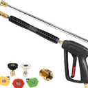 YAMATIC Pressure Washer Gun and Wand with 5 Spray Nozzles, M22-14mm & M22-15mm Fitting Replacement for Ryobi, Karcher, Greenworks, Craftsman, Troy bilt Power Washers, 4000 PSI