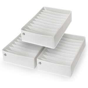 Drawer Organizer Clothes - 3 Set Multipurpose Dresser Drawer Organizer for Adults & Kids, Closet Foldable 10 Cells per Organizer - Non-Woven Fabric, T-Shirts, Baby Clothes, Shorts Organizer - White