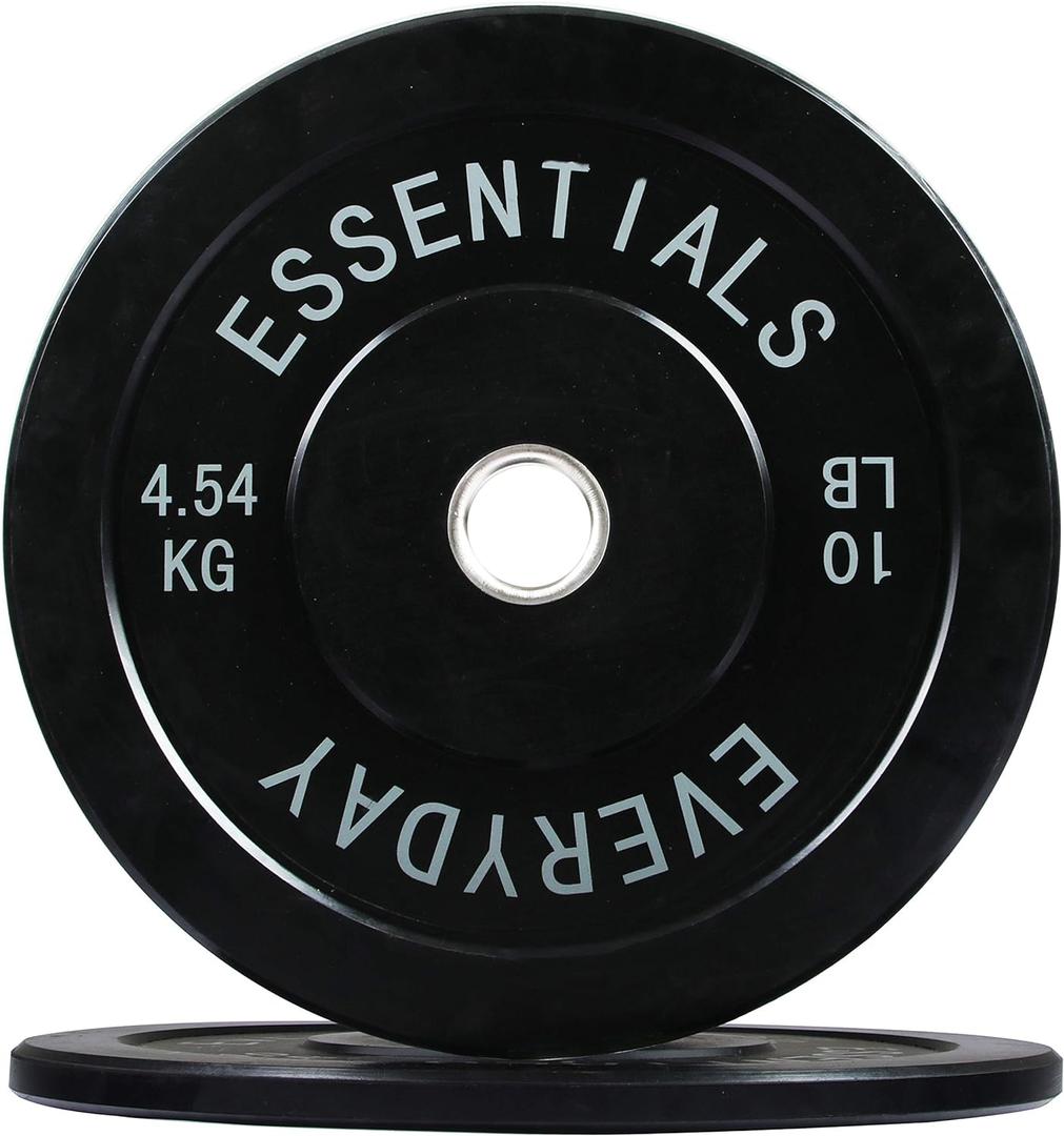 BalanceFrom Color Coded Black Olympic Bumper Plate Weight Plate with Steel Hub, 10LB Pair, Black
