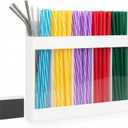 Straw Holder for Cabinet Door, Adhesive & Magnetic Straw Organizer with Clear Front, Slim Cabinet Straws Storage for Kitchen Pantry Cupboard Tumbler Accessories Inside Cabinetdoor Straws Dispenser