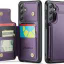 Vinich for Samsung Galaxy S25 FE Wallet Case with Card Holder, RFID Blocking Credit Slots Kickstand Shockproof Phone Cover Fit for Galaxy S25 FE 6.7" Purple