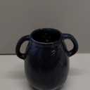 7 Inch Retro Navy Blue Ceramic Vase with Handles, Modern Glazed Blue Vase for Flowers, Farmhouse Vintage Flower Vase Decorative for Home Decor, Table, Counter, Living Room, Bedroom, Entryway