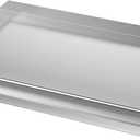 only fire Universal Stainless Steel Cooking Griddle, Flat Top Plate Insert with Grease Groove and Handles for Gas and Charcoal Grills, Tailgating, Camping and Parties, 23" x 16"
