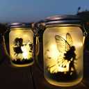 Alritz 2 Pack Solar Lantern Fairy Lights, Christmas Decorations Garden Ornament Lights - Outdoor Hanging Frosted Glass Mason Jar Lights for Tree, Table, Yard, Patio, Lawn Ages 4 5 6 7 8 9 10+ (Warm)