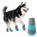 Furrtripsy Dog Booties,Waterproof Dog Shoes for Large Medium Small Dogs,Suitable for Summer Hot Pavement,Adjustable Non-Slip Rubber Paw Protector (Blue, #2 (Width 1.8 inch) for 21-30 lbs)