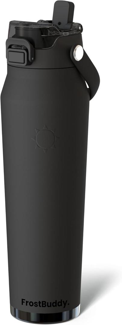 Frost Buddy 32oz Insulated Water Bottle with Straw & Chug Lid | Leak-Proof Stainless Steel | 24-Hours Cold | Sweat-Proof, Cup Holder Friendly | Ideal for Gym, Travel, Sports & Everyday Hydration (Dark Night)
