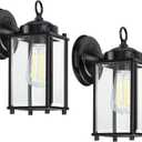Outdoor Wall Light, Exterior Lighting Fixture Wall Lantern, Black Porch Light Fixture with Clear Beveled Glass, Outdoor Wall Sconce Waterproof Anti-Rust E26 Socket for Front Door, 2 Pack