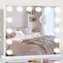 NUSVAN Vanity Mirror with Lights Lighted Makeup Mirror with Dimmable LED Bulbs, 3 Color Lighting Modes, USB Charging Port Touch Control, Sturdy Metal Frame Design, White (50x40cm, 4.70)