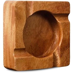 Gusnilo Wooden Cigar Ashtray Square - Desktop Tray for Indoor or Outdoor Office Home Decoration, Solid 4-Slot Cigar Holder, Vintage Gift for Smokers