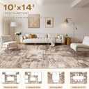 Abstract Living Room Rug 10x14 - Modern Washable Soft Thin Area Rug for Living Room Bedroom Under Dining Table - Neutral Indoor Floor Rug Carpets for Home Office Playroom Nursery - Brown