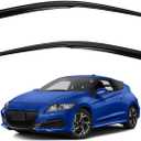 Window Rain Guard Compatible with 2011-2016 Honda CR-Z, 2pcs JDM 3D Wavy MU Style Window Visors Outside Mount Type Dark Smoke Tint Tape-On Side Sun Guards Set of 2