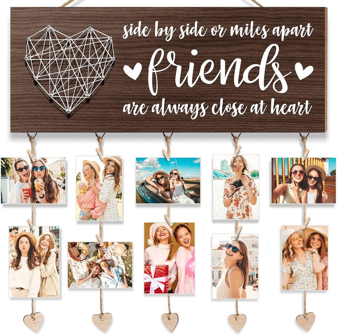 Best Friend Birthday Gift for Women Teen Girls, Mother's Day Picture Frame, Long Distance Friendship for BFF Besties Sister, Photo Holder Hanging Display Collage Frame