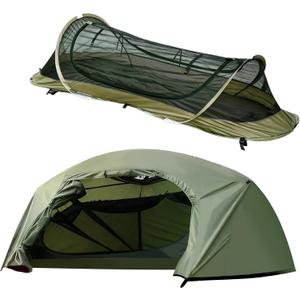 Easy Set Up Ultralight Bivy Tent for Camping, 1 Person Pop Up Backpacking Tent for Camping/bivy/Hiking, Waterproof & Mosquito Proof Outdoor Shelter (army green)