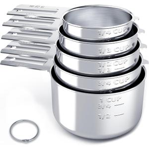 TILUCK Stainless Steel Measuring Cups Set,Kitchen Gadgets for Cooking & Baking,Set of 5