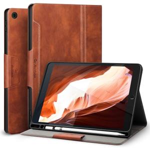 Antbox Case for iPad 9th Generation/iPad 8th Generation with Pencil Holder Vegan Leather Smart Cover for iPad 10.2'' 9th/8th/7th Gen (Brown)