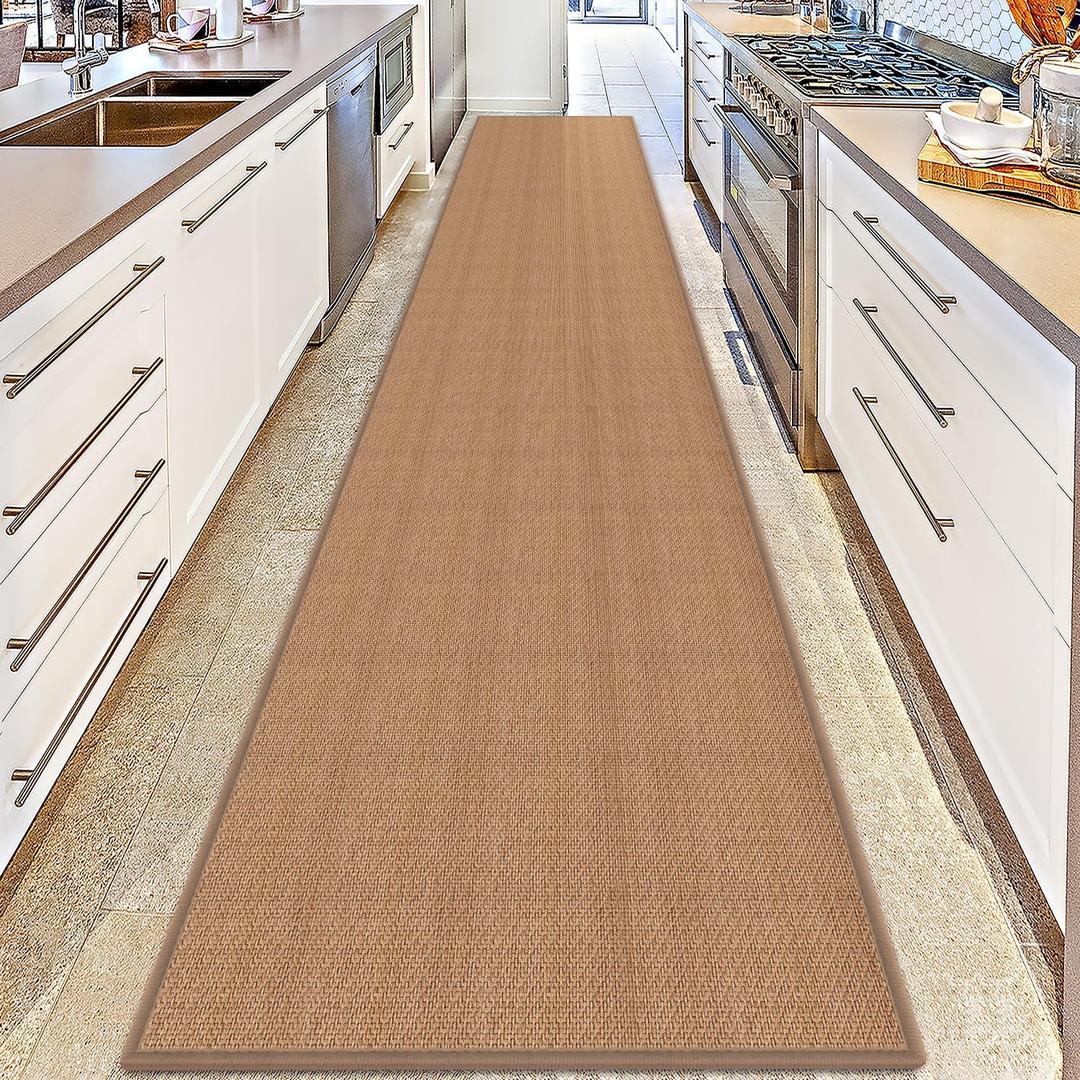 17ft Hallway Runner Rug Mat Non Slip, Rubber Backed Absorbent Floor Rug Carpets, Runner for Entryway Porch Backyard Dining Room, Camel 2'4" x 17' (Rectangular)