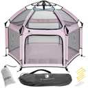 POP 'N GO PLAYPEN - Indoor & Outdoor Baby Playpen for Babies and Toddlers - Baby Beach Tent, Foldable, Portable W/Canopy, Travel Bag, & Mosquito Net - Pop Up Pack and Play Tent (Lavender)