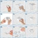 Jinei 12 Pcs Pegboard Bins and Cups with Hooks and Loops Peg Assortment Organizer Accessories Various Tool Organizer Pegboard Basket Set for Garage Workshop Workbench Office(White)