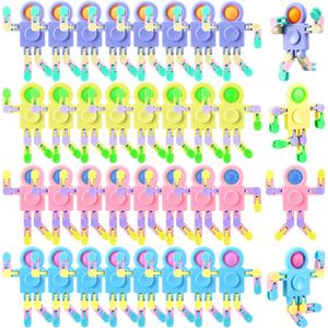 Libima 32 Pcs Robot Fidget Spinner Toys Transformable Sensory Fidget Toys Fingertip Toy Transformable DIY Chain for Teens Adults Goodie Bag Birthday Gift