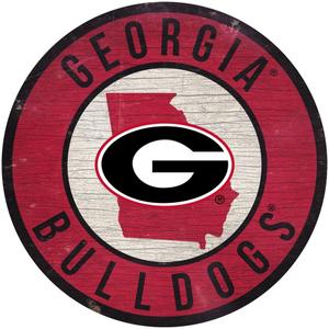 Fan Creations Georgia Bulldogs Wood Sign 12 Inch Round State Design