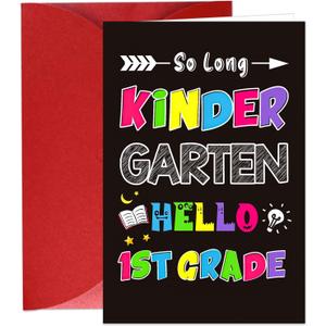Kindergarten Graduation Card - 2026 Kindergarten Graduation Gift Cards for Kids Boys Girls, Pre-k Preschool Graduation & First Grade Back to School Cards Hello 1st Grade Card with Envelope