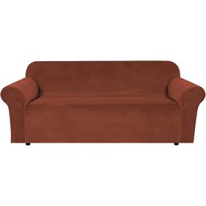 H.VERSAILTEX 1 Peice Stretch Velvet Sofa Covers for 3 Cushion Couch Covers Sofa Slipcovers Furniture Protector Soft, Crafted from Thick Comfy Rich Velour (Sofa 72"-90", Rust)