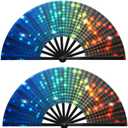Large Folding Hand Fan, Folding Hand Fan for Women, Hand Fans,Chinese Kung Fu Tai Chi Hand Fan for Party, Dance, Decorations, Festival, Gift,Wall Decoration. (Polka Dot Pattern, 2 Pack)