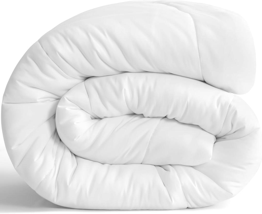 NTBAY Twin Comforter - Down Alternative Duvet Insert, All Season Bedding Quilted with Corner Tabs, Machine Washable, Soft Comforter Only, White
