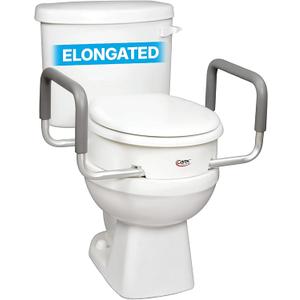 Carex 3.5 Inch Raised Toilet Seat with Arms, Elongated Toilet Seat Riser, Up to 250 lbs Capacity, Elevating & Raising Seat for Elderly & Handicap, Universal, Slip-Resistant with Padded Handles, White