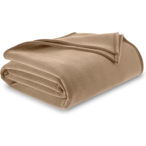 Vellux 1B07049 Original Insulating Core Hotel Style Solid blanket Machine Washable Soft Cozy Warm Pet Friendly Bed Sofa Blankets, Twin, Beige
