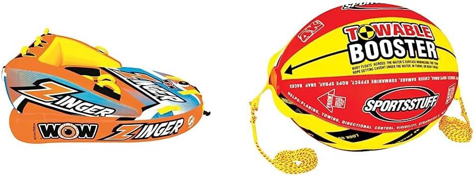 Wow Watersports Zinger 2P Towable & Sportsstuff Booster Ball, Towable Tube Rope Performance Ball