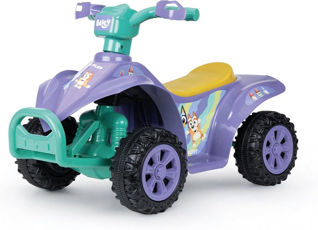 Bluey 6V ATV Quad for Kids - Powerful and Safe Ride-On Toy with Rechargeable Battery - Forward and Reverse Driving - Max Weight Capacity of 55 LBS - Ages 2-3 Years