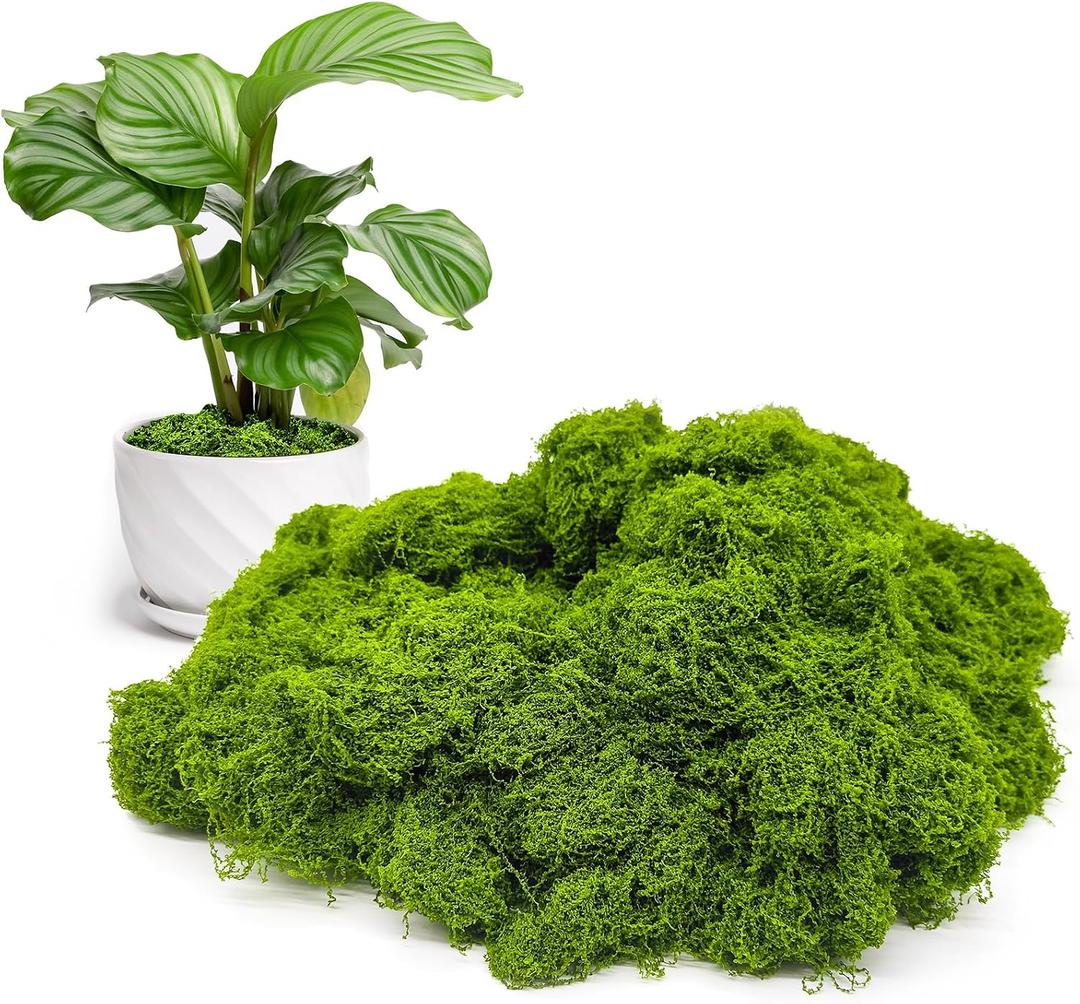 4 x Aspamms Fake Green Moss for Potted Plants Indoor, 5.3oz Artificial Moss for Crafts, Faux Moss Decor for Fairy Garden, DIY Decorative, Model Making, Walls, Glass Containers, Home